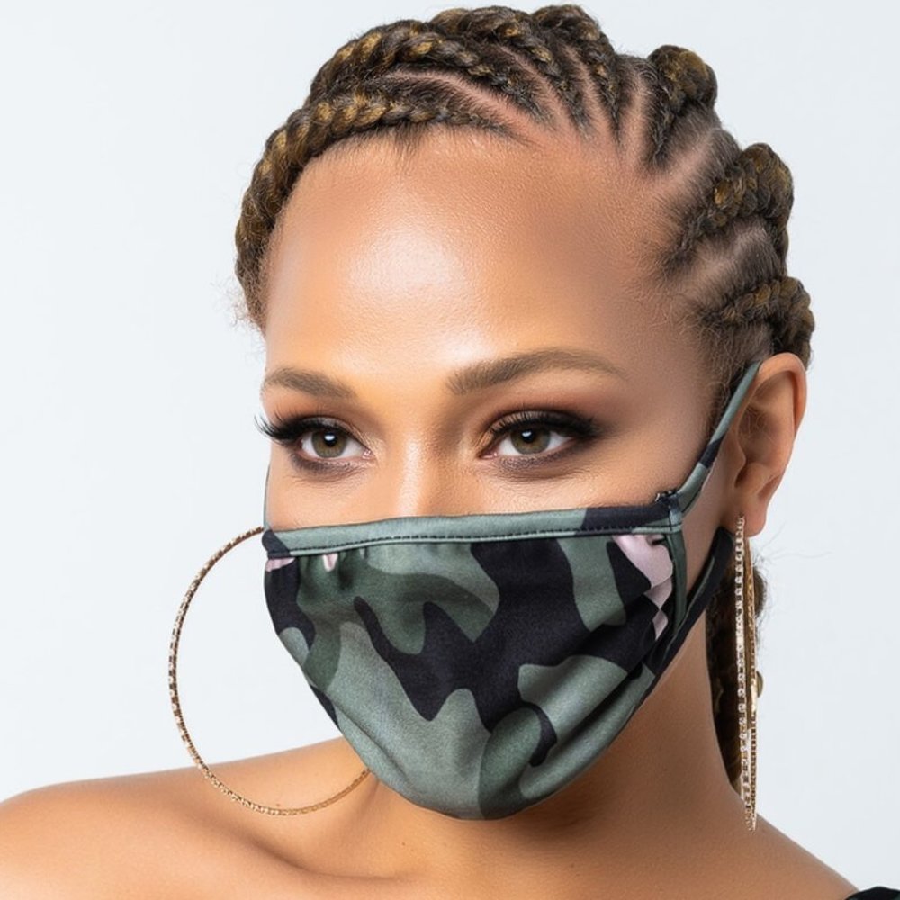 CAMOUFLAGE GREEN FACE MASK